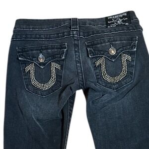 True Religion Black wash Jeans Flap Studded Pocket Julie‎ Skinny size 26